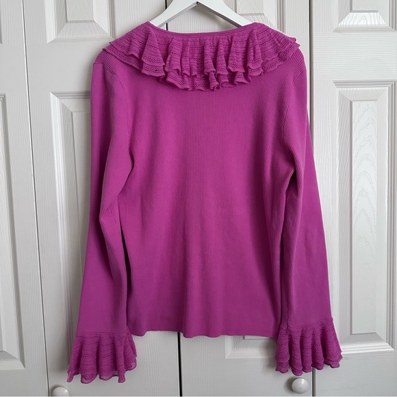 Lauren Ralph Lauren Pink Ruffle Sweater XL - Picture 3 of 8